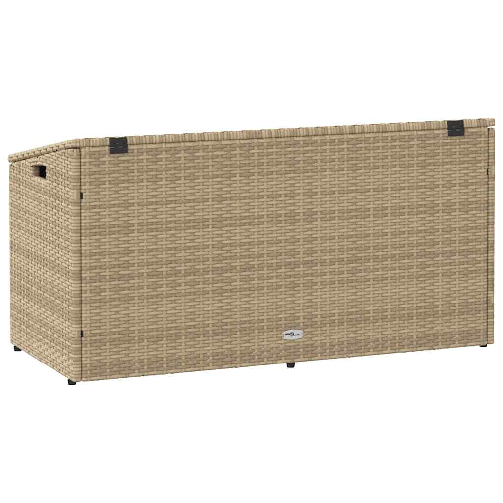 Boîte de rangement de jardin beige 110x50x58 cm résine tressée