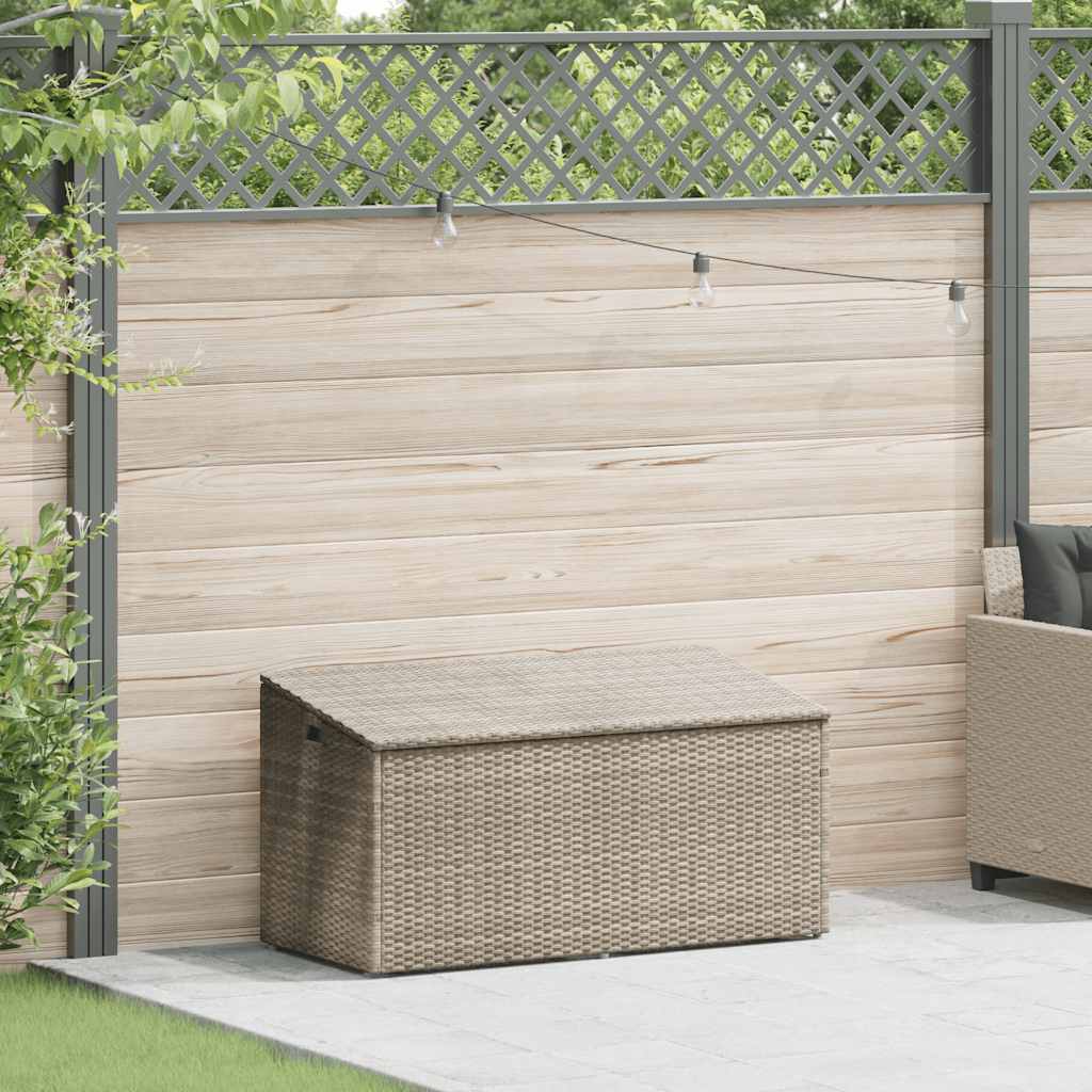 Boîte de rangement de jardin gris clair 110x50x58 cm rotin