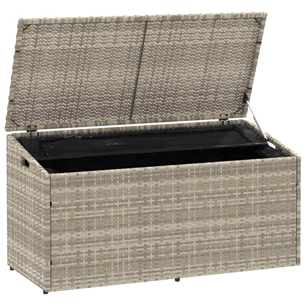 Boîte de rangement de jardin gris clair 110x50x58 cm rotin