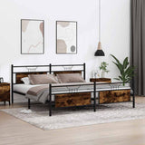 Metal bed frame without mattress smoked oak 200x200 cm