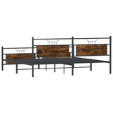 Metal bed frame without mattress smoked oak 200x200 cm