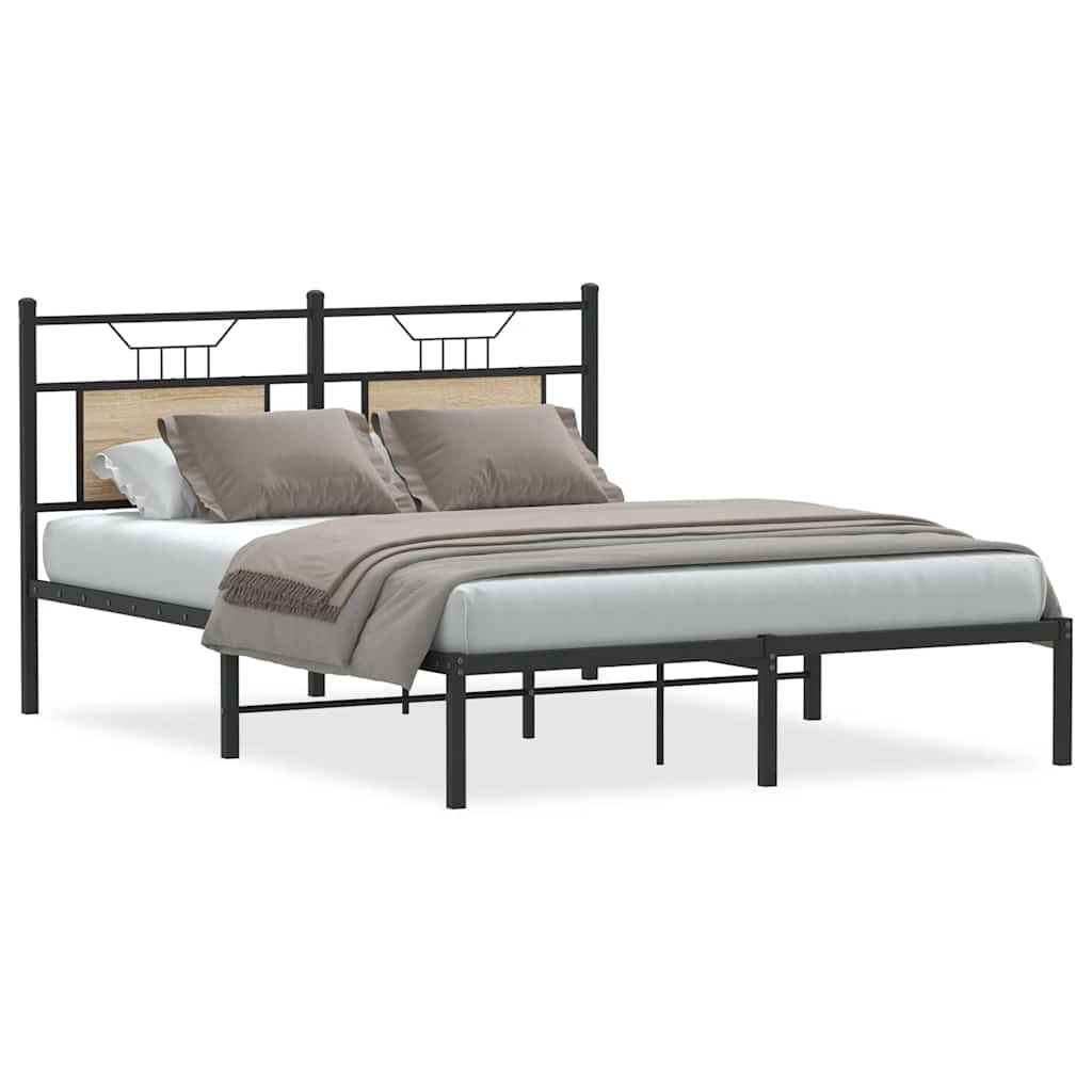 Cadre de lit en métal sans matelas chêne sonoma 183x213 cm