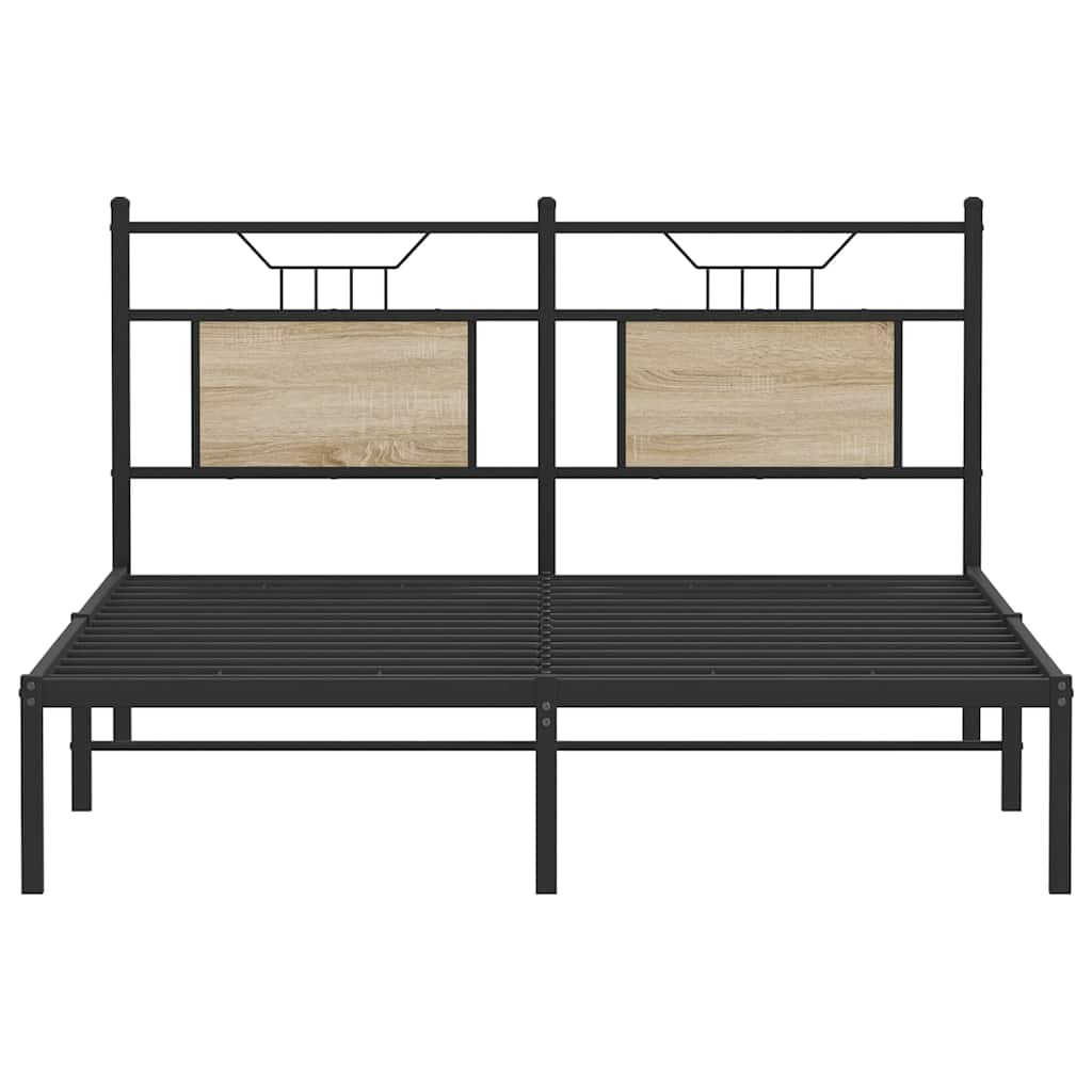 Cadre de lit en métal sans matelas chêne sonoma 183x213 cm