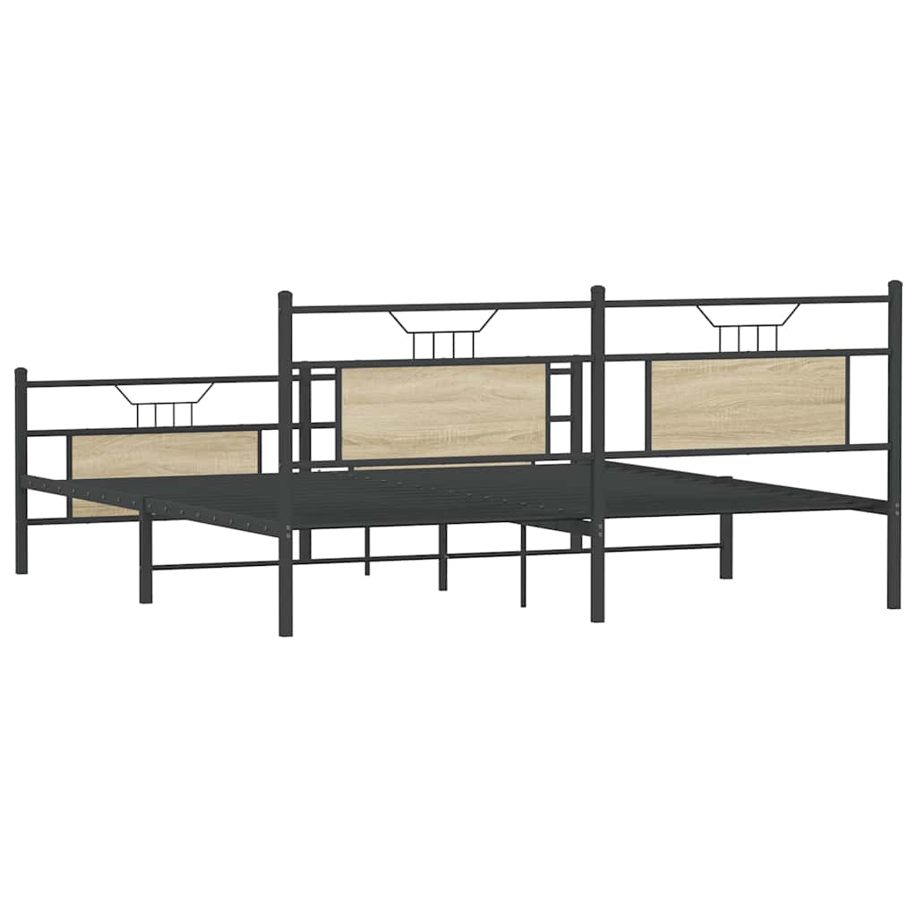 Cadre de lit en métal sans matelas chêne sonoma 183x213 cm