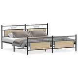 Cadre de lit en métal sans matelas chêne sonoma 200x200 cm