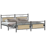 Cadre de lit en métal sans matelas chêne sonoma 200x200 cm