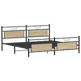 Cadre de lit en métal sans matelas chêne sonoma 200x200 cm