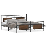 Cadre de lit en métal sans matelas chêne marron 183x213 cm