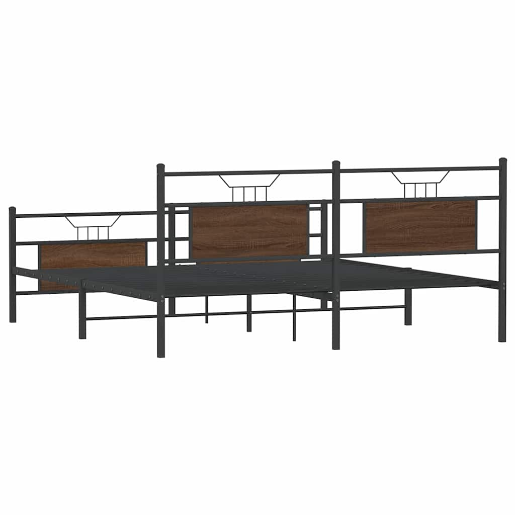 Cadre de lit en métal sans matelas chêne marron 183x213 cm