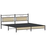 Cadre de lit en métal sans matelas chêne sonoma 200x200 cm