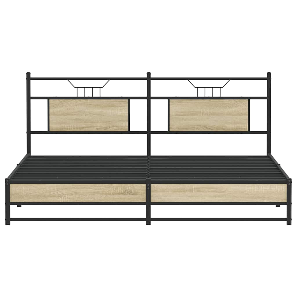 Cadre de lit en métal sans matelas chêne sonoma 183x213 cm