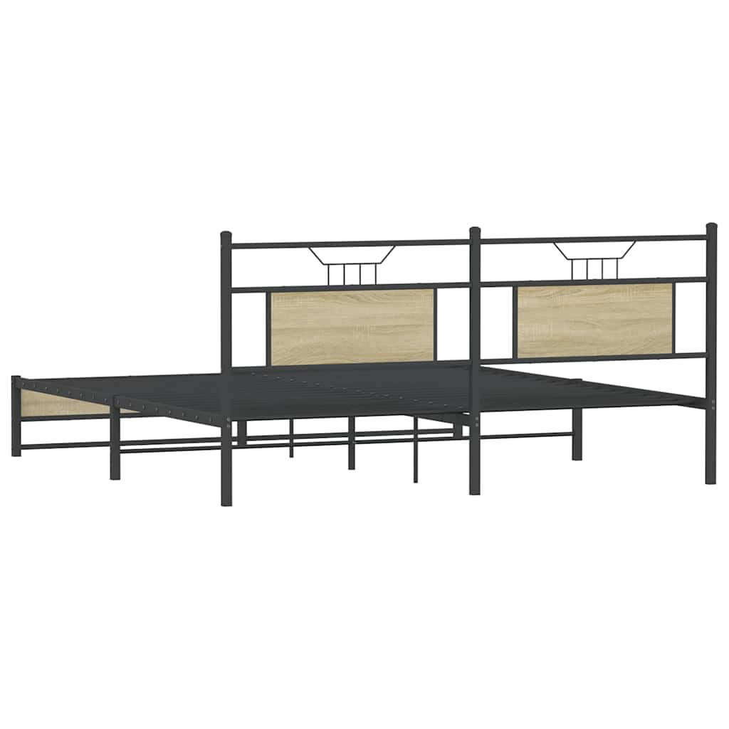 Cadre de lit en métal sans matelas chêne sonoma 183x213 cm