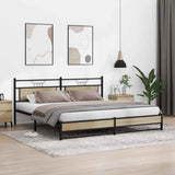 Cadre de lit en métal sans matelas chêne sonoma 200x200 cm