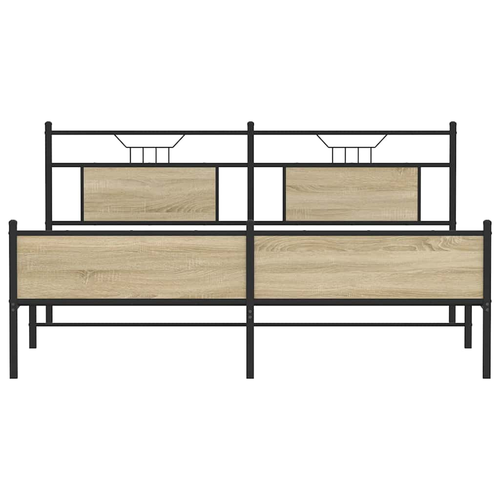 Cadre de lit en métal sans matelas chêne sonoma 183x213 cm