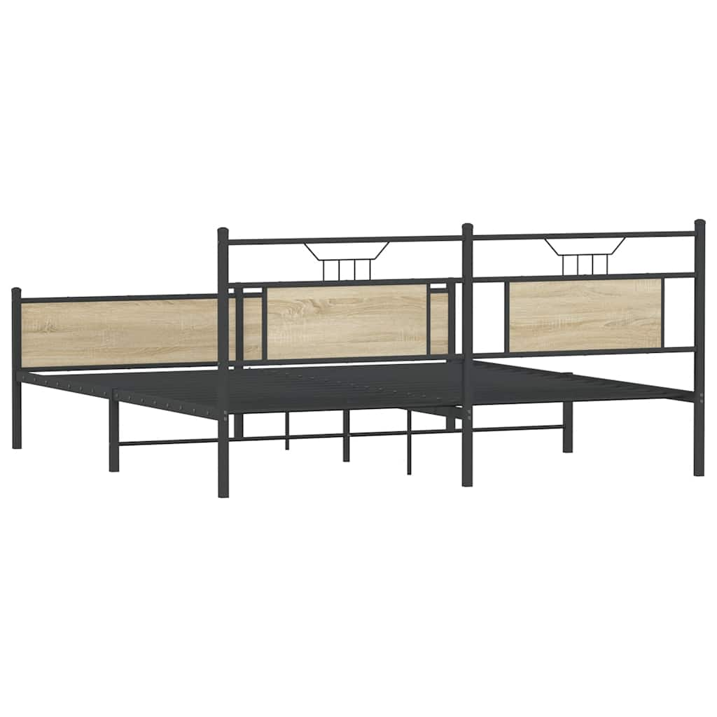 Cadre de lit en métal sans matelas chêne sonoma 183x213 cm