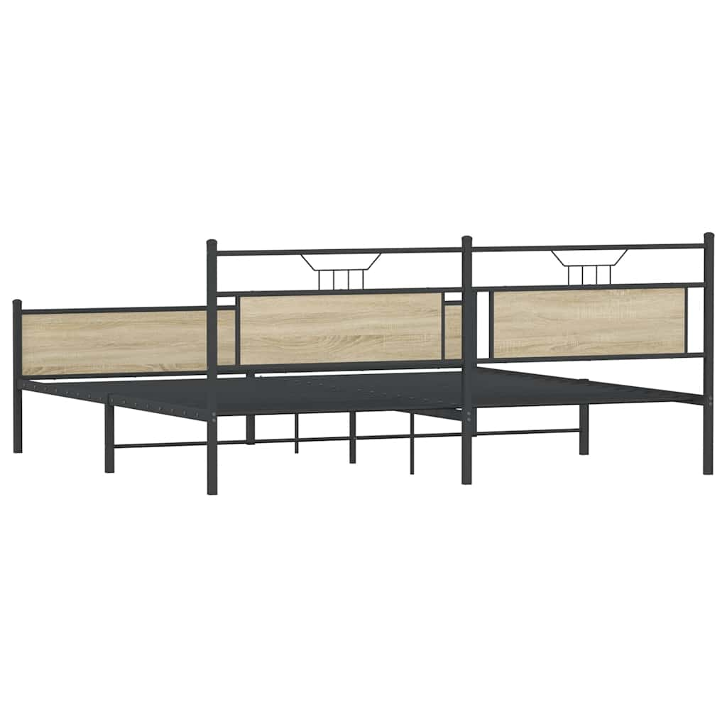 Cadre de lit en métal sans matelas chêne sonoma 200x200 cm