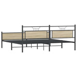 Cadre de lit en métal sans matelas chêne sonoma 200x200 cm