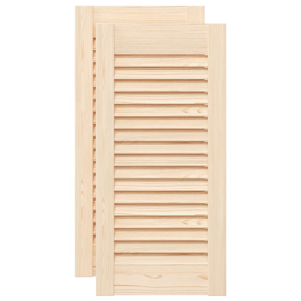 2 pcs Louvered Cabinet Doors 61.5x29.5cm Solid Pine