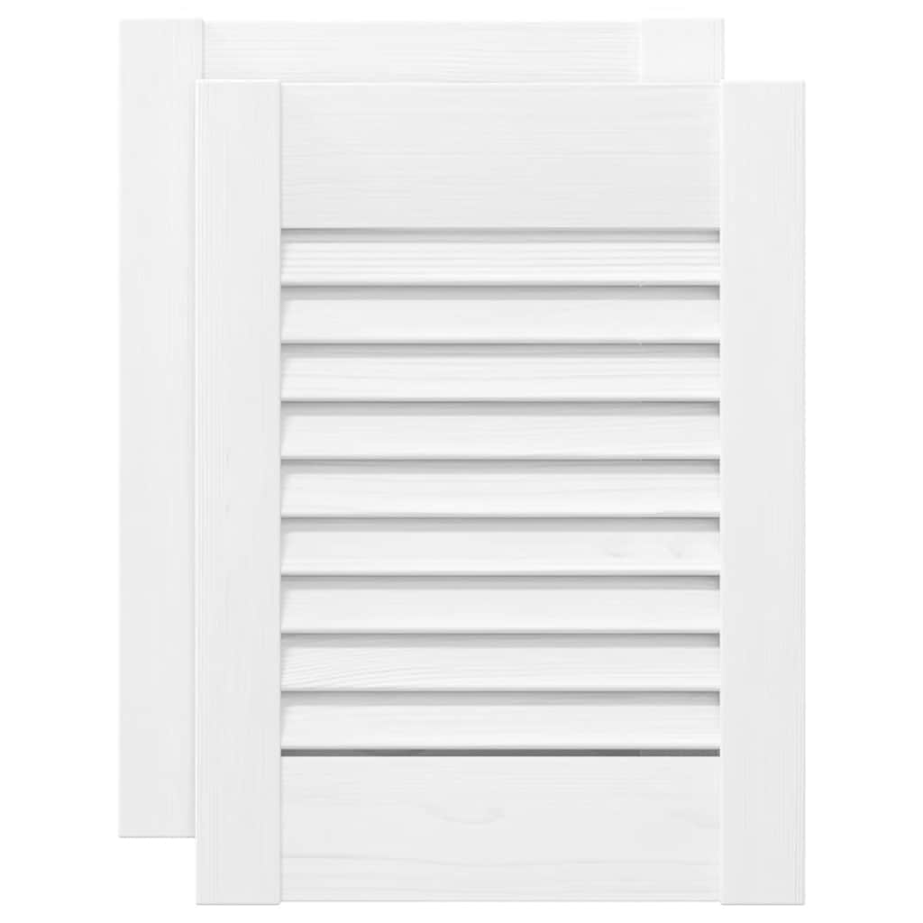 Portes d'armoire à persiennes 2 pcs blanc 39,5x29,5 cm