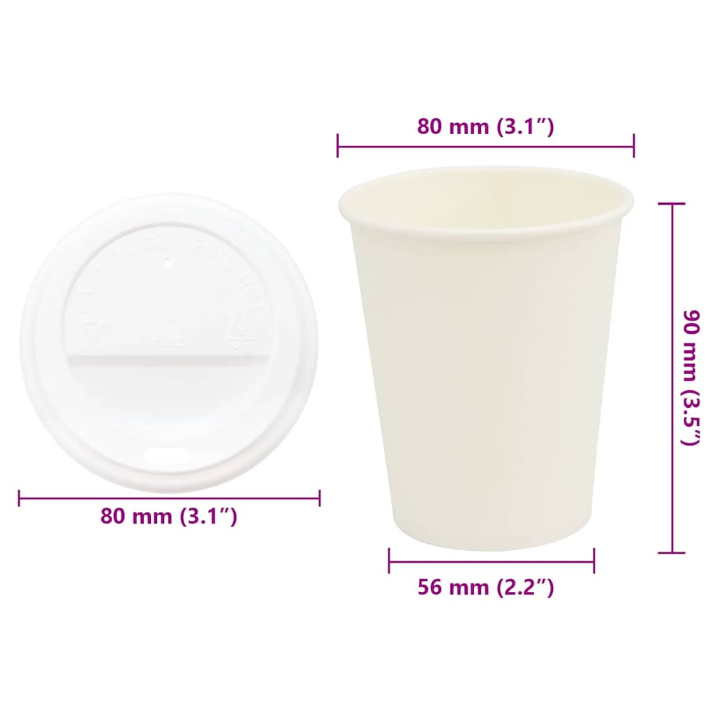 Tasses à café en papier avec couvercles 1000 pcs 8oz 200ml