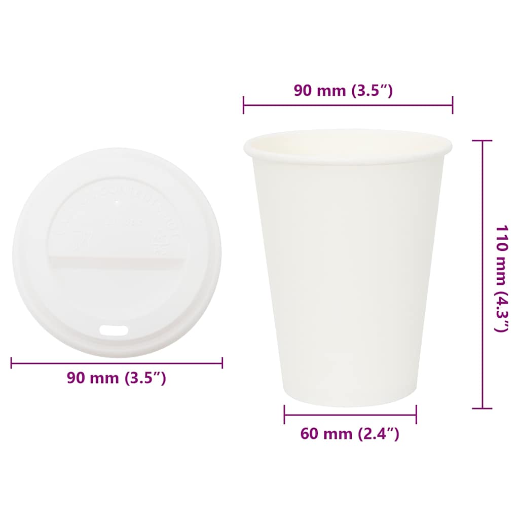 Tasses à café en papier avec couvercles 1000 pcs 12oz 300ml