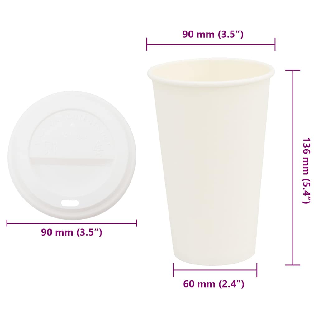 Tasses à café en papier avec couvercles 1000 pcs 16oz 400ml