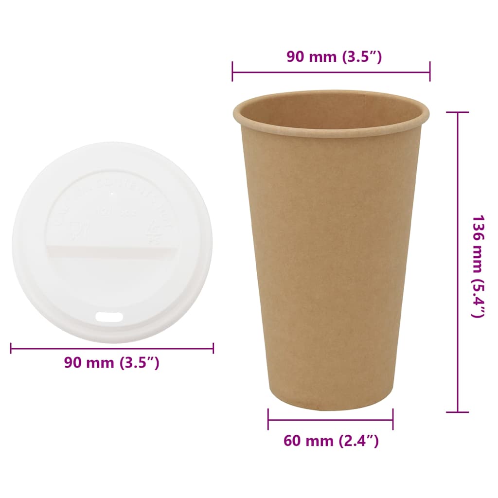 Tasses à café en papier avec couvercles 1000 pcs 16oz 400ml