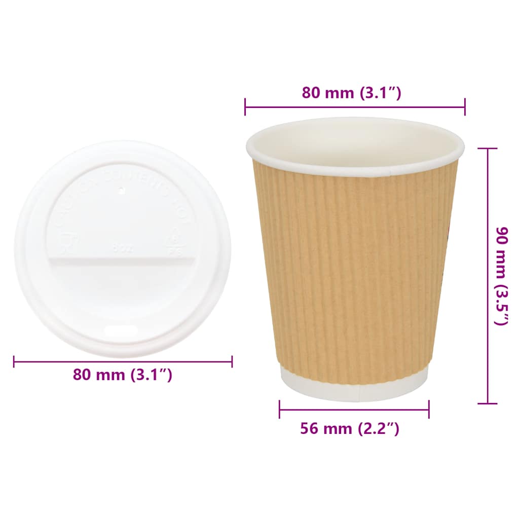 Tasses à café en papier avec couvercles 1000 pcs 8oz 200ml