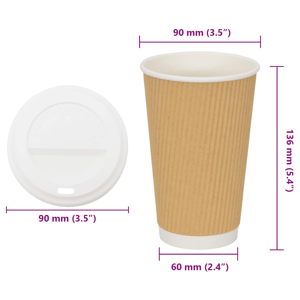 Tasses à café en papier avec couvercles 1000 pcs 16oz 400ml