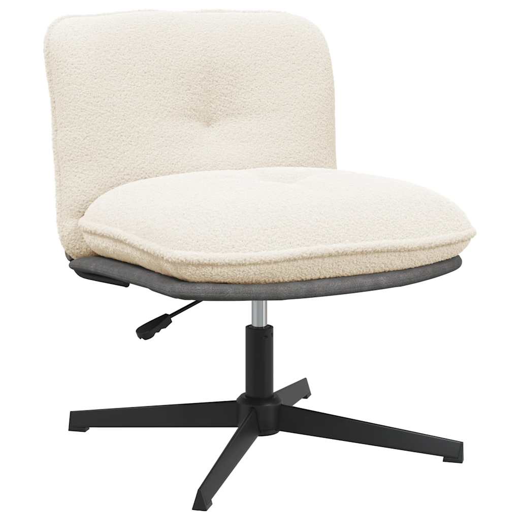 Chaise pivotante de bureau crème bouclé comme de la laine tissu