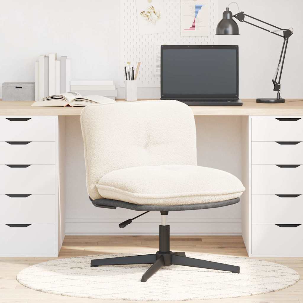 Chaise pivotante de bureau crème bouclé comme de la laine tissu