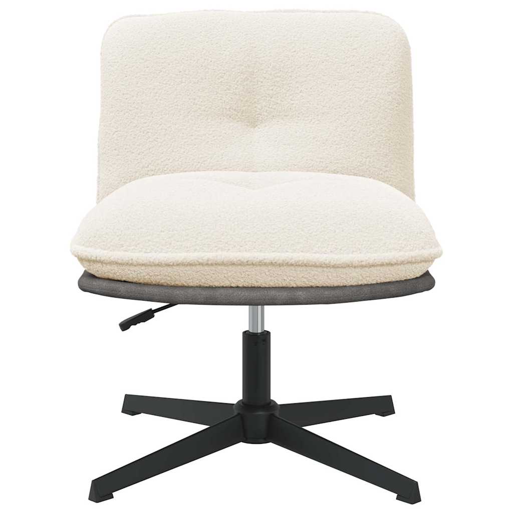 Chaise pivotante de bureau crème bouclé comme de la laine tissu