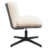 Chaise pivotante de bureau crème bouclé comme de la laine tissu