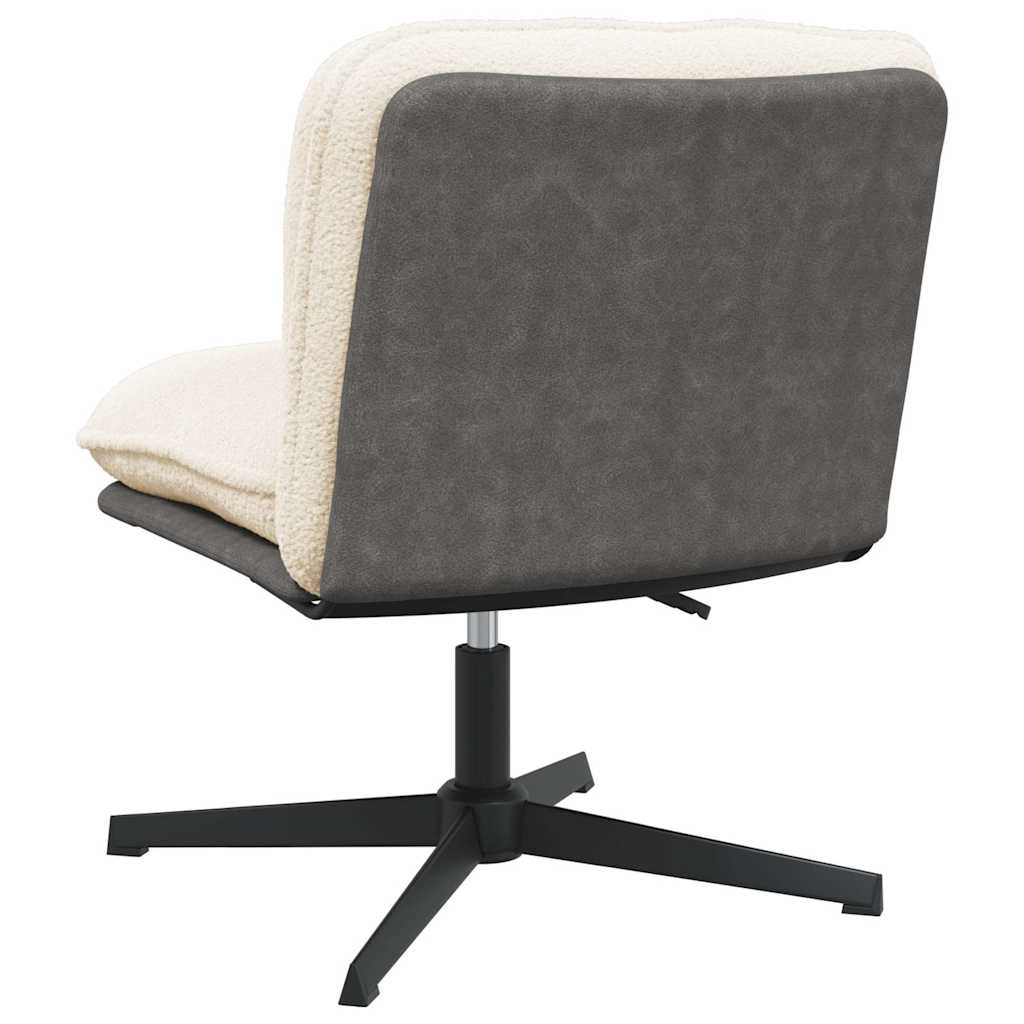 Chaise pivotante de bureau crème bouclé comme de la laine tissu