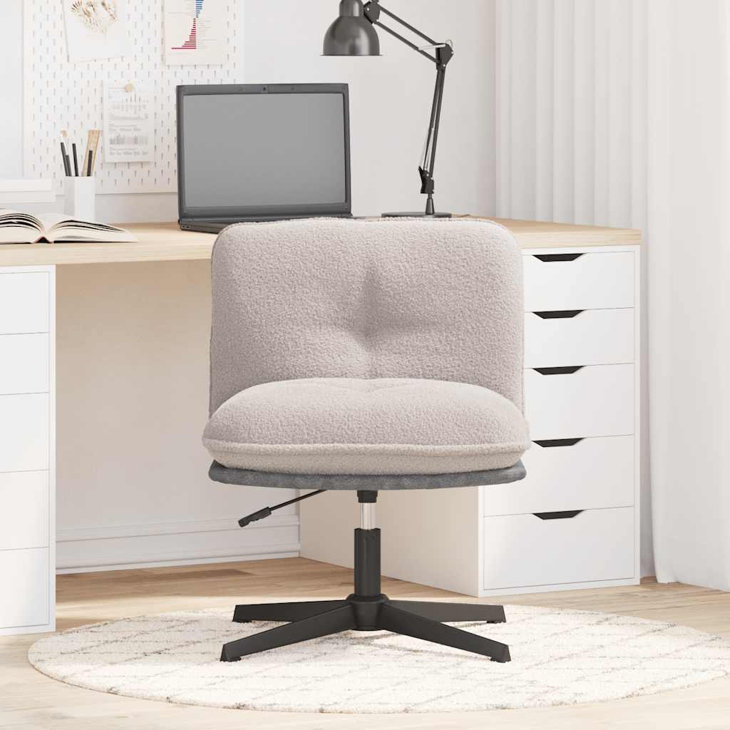 Chaise pivotante de bureau gris clair bouclé comme laine tissu