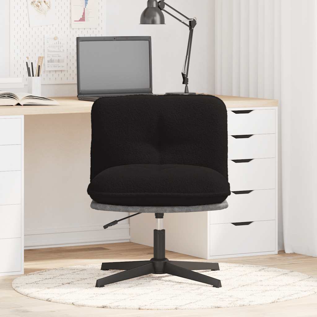 Chaise pivotante de bureau noir bouclé comme de la laine tissu