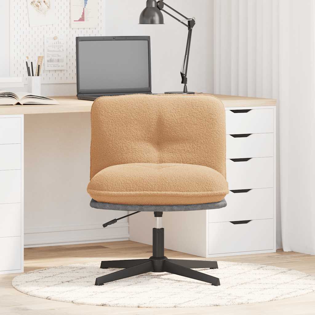 Chaise pivotante de bureau beige bouclé comme de la laine tissu