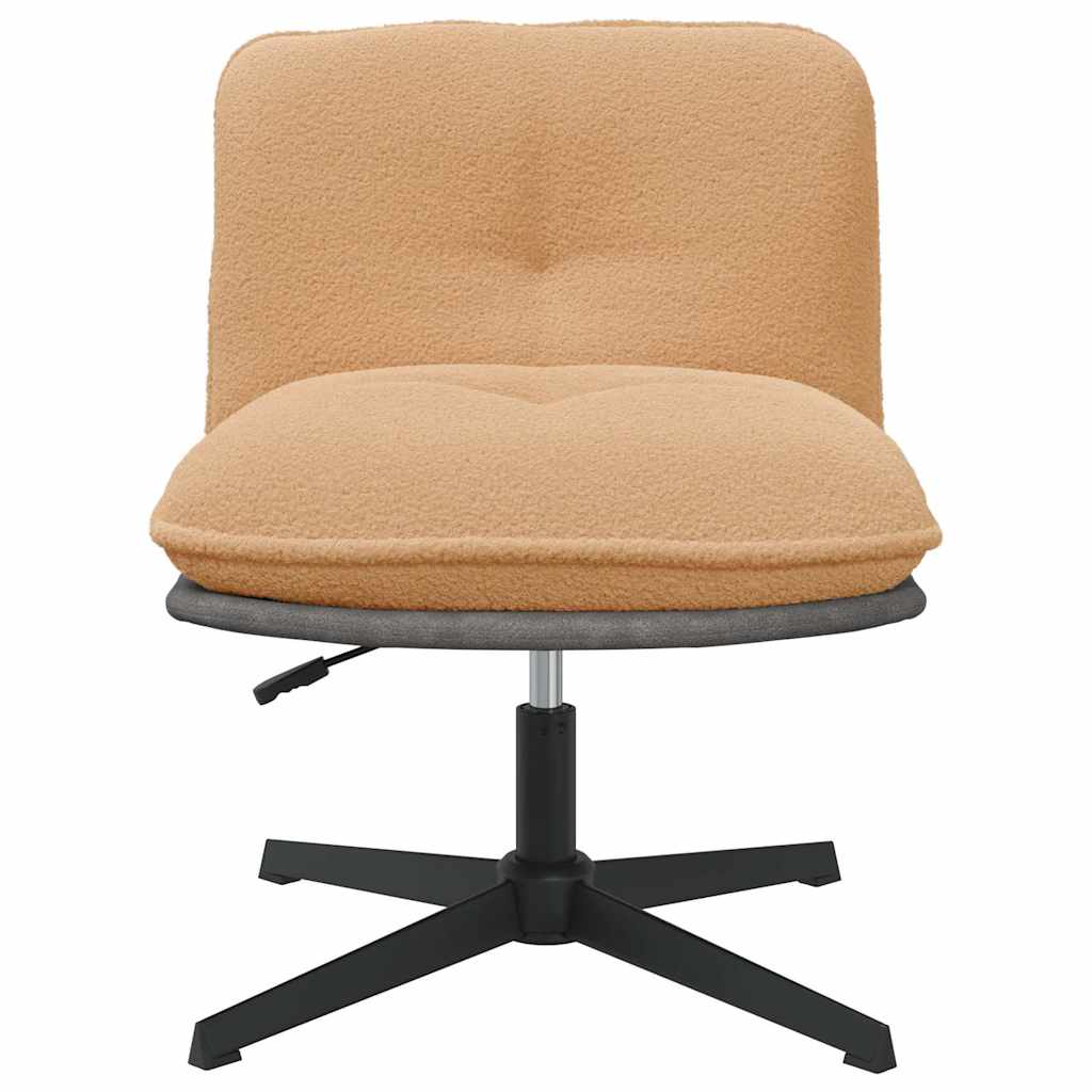 Chaise pivotante de bureau beige bouclé comme de la laine tissu