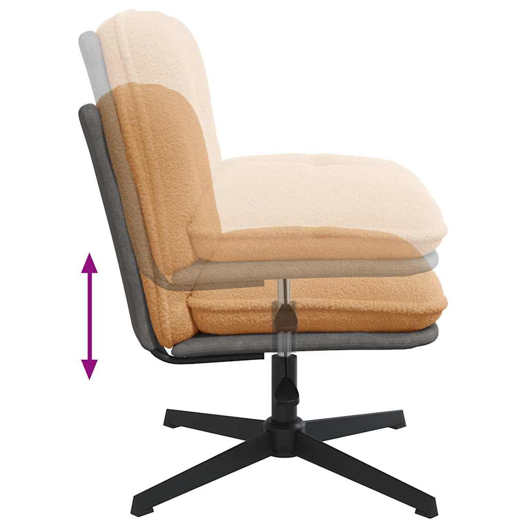 Chaise pivotante de bureau beige bouclé comme de la laine tissu