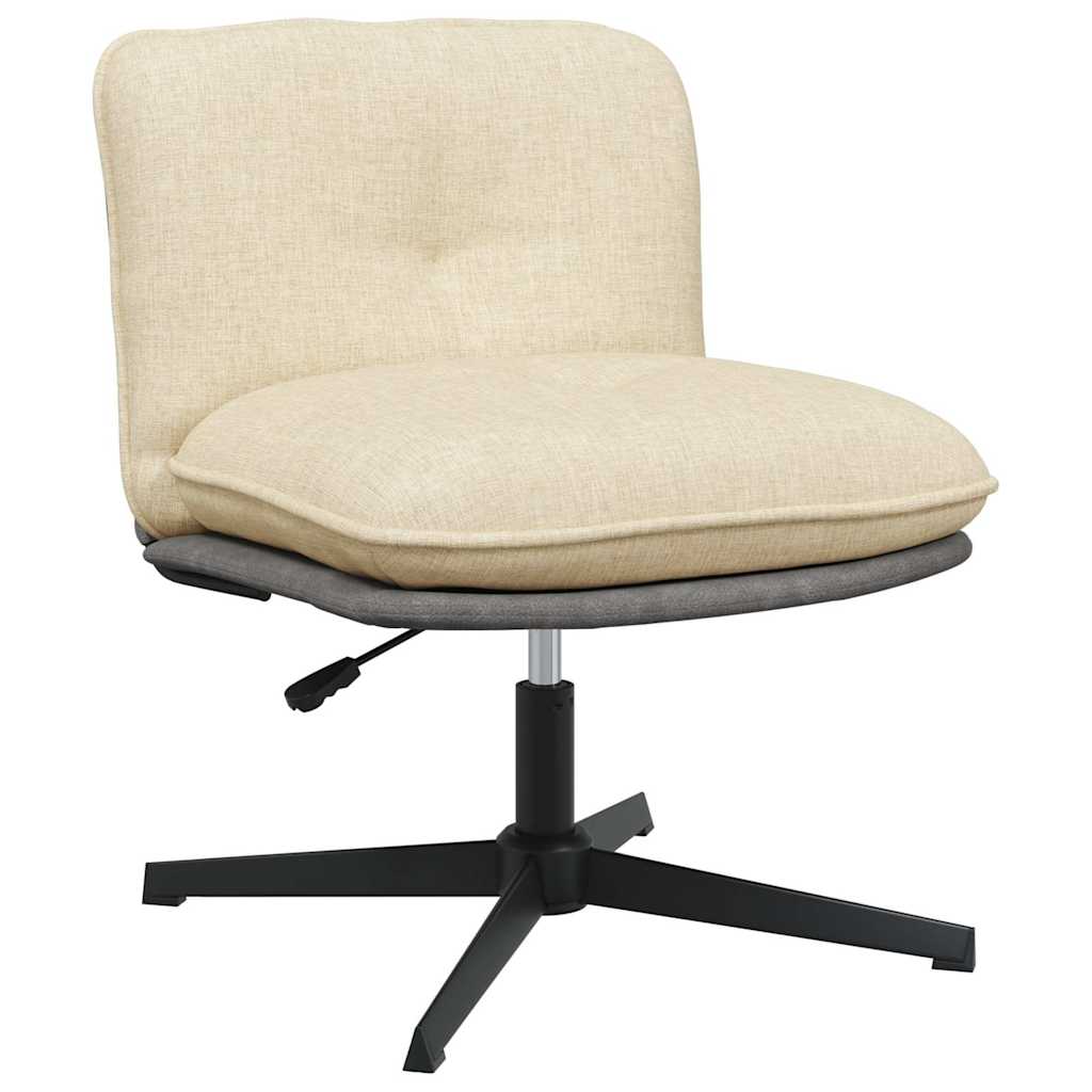 Chaise pivotante de bureau Crème Tissu