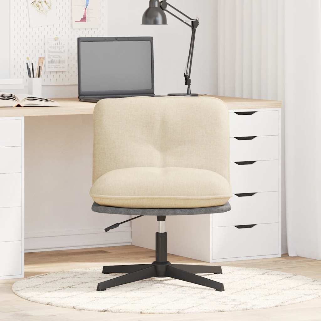 Chaise pivotante de bureau Crème Tissu