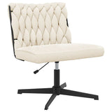 Chaise pivotante de bureau crème bouclé comme de la laine tissu