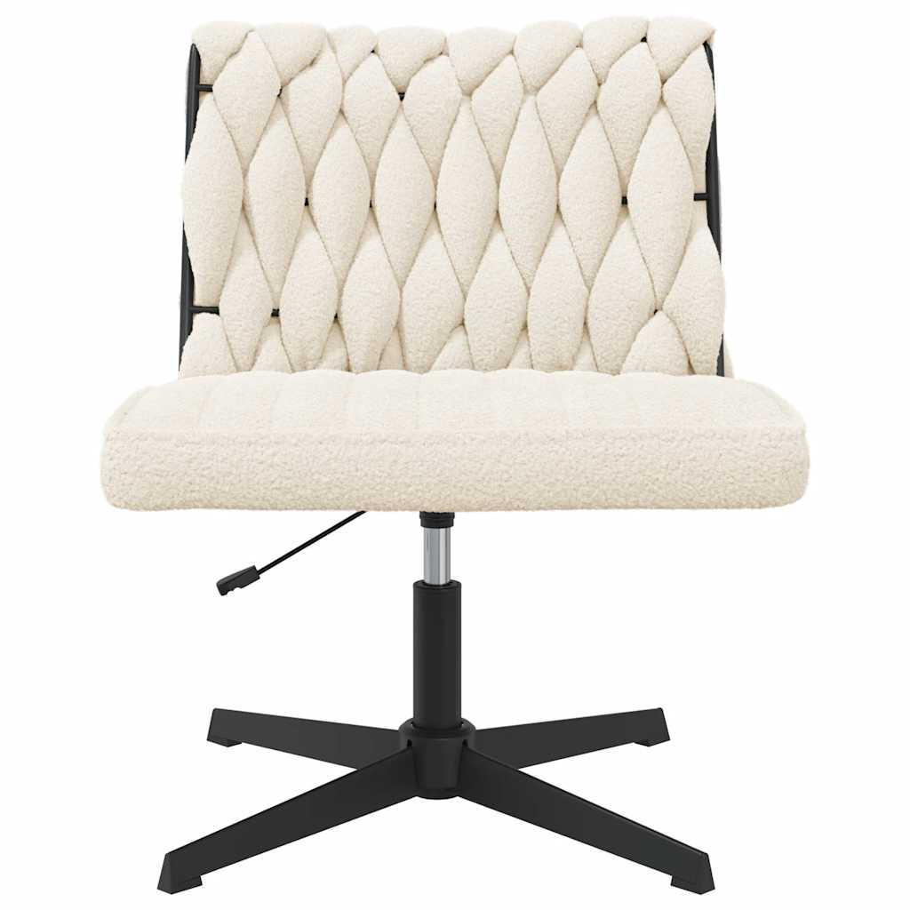 Chaise pivotante de bureau crème bouclé comme de la laine tissu