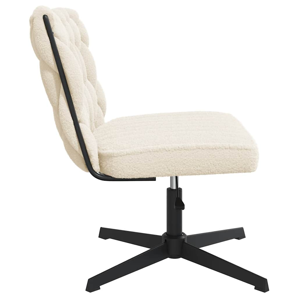 Chaise pivotante de bureau crème bouclé comme de la laine tissu