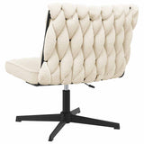 Chaise pivotante de bureau crème bouclé comme de la laine tissu