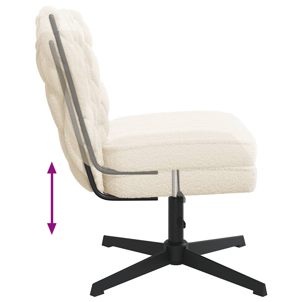 Chaise pivotante de bureau crème bouclé comme de la laine tissu