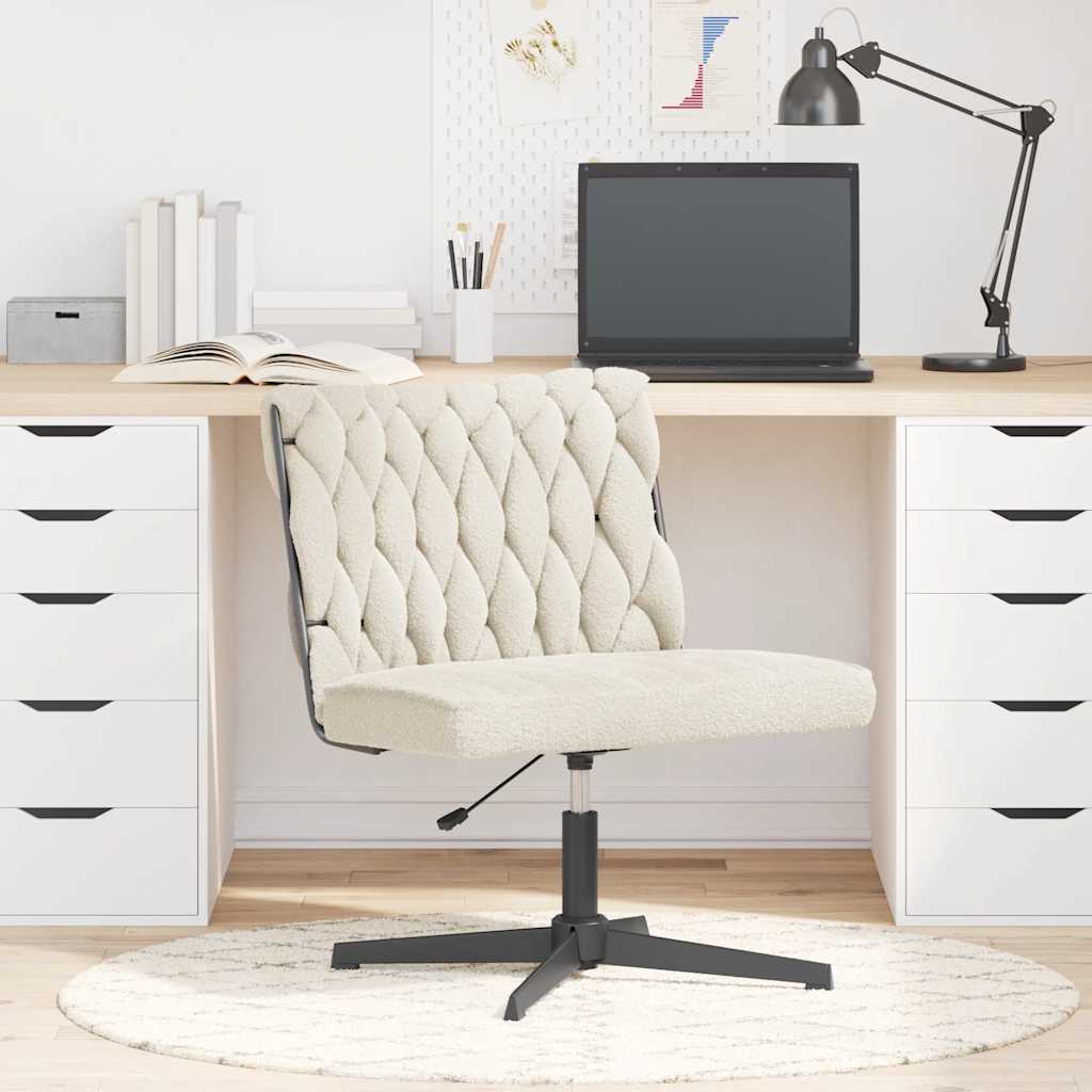 Chaise pivotante de bureau crème bouclé comme de la laine tissu