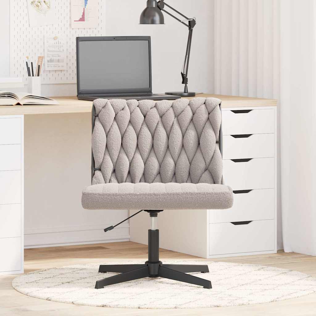 Chaise pivotante de bureau gris clair bouclé comme laine tissu