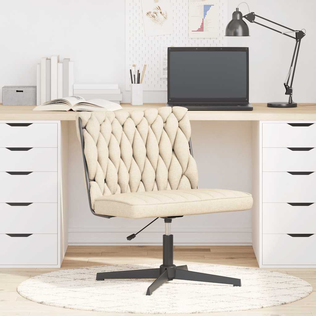 Chaise pivotante de bureau Crème Tissu