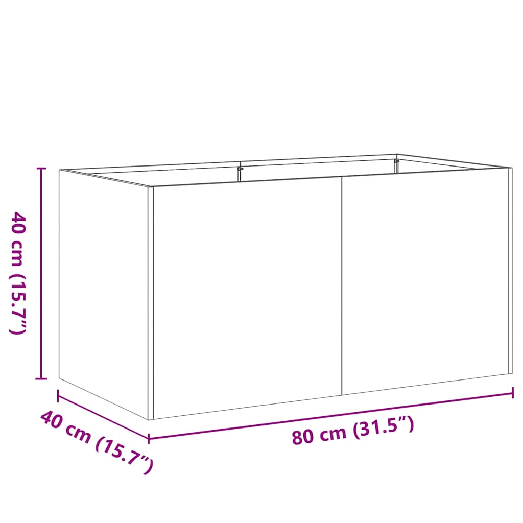 Jardinière blanc 80x40x40 cm acier laminé à froid